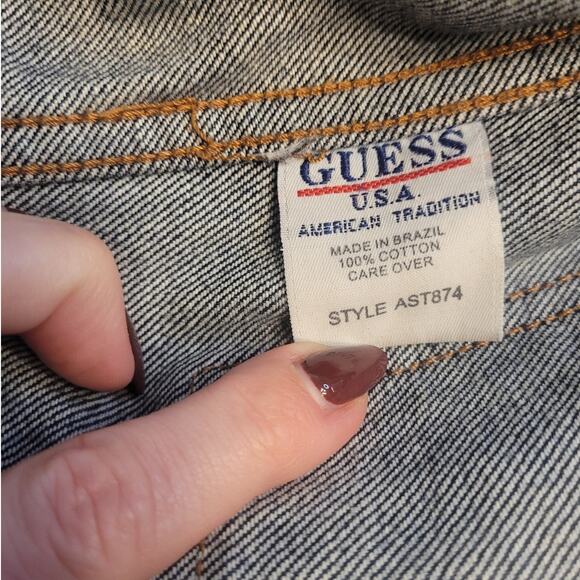 VTG Guess Denim Jacket Women’s L Blue Jean Trucker USA Y2K Streetwear AST874 EUC - Picture 7 of 8